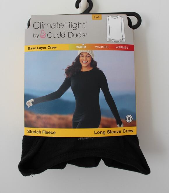 Cuddl Duds Tops - ClimateRight by Cuddl Duds Warm Stretch Fleece Long Sleeve Crew Neck Black L NWT